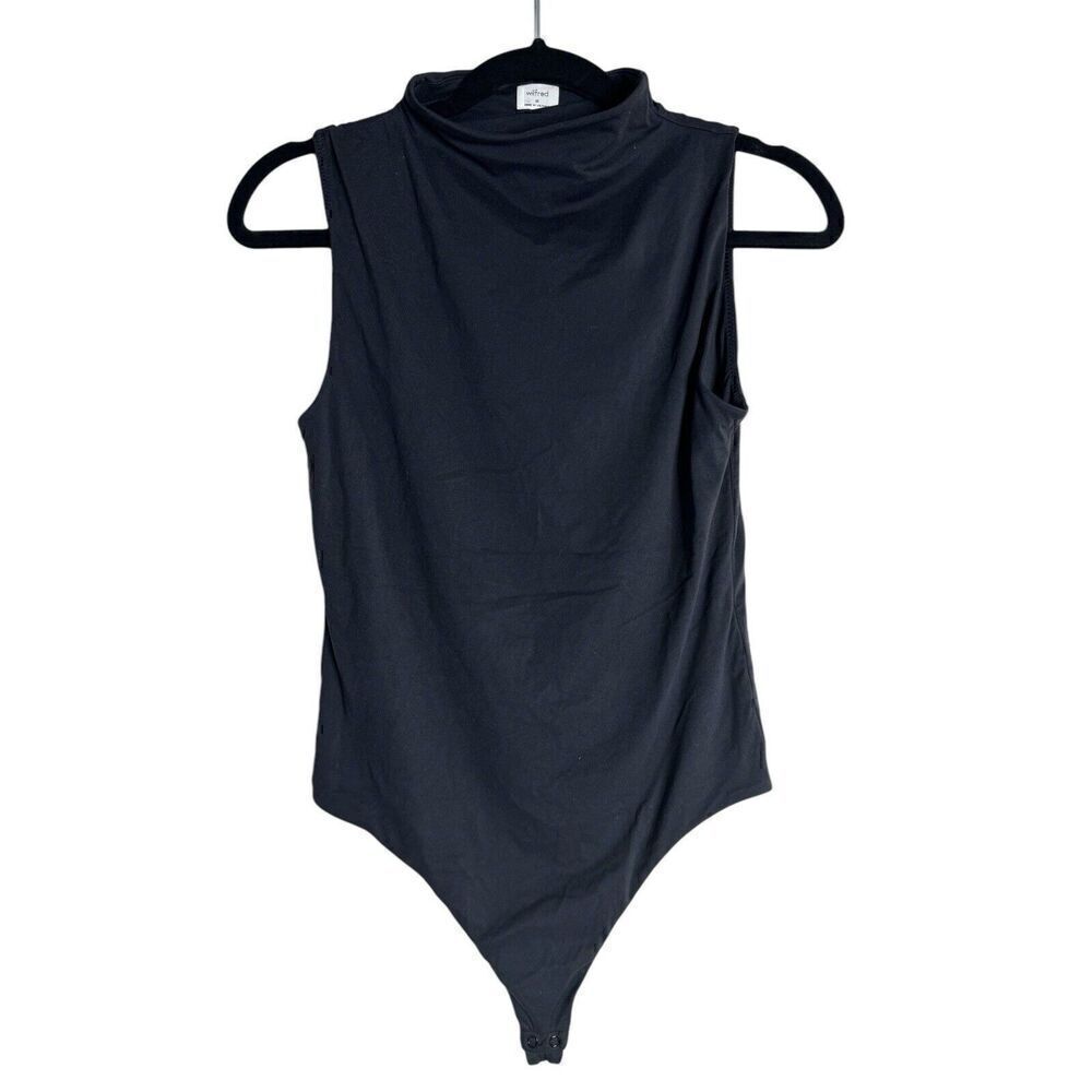 Aritzia Wilfred Free Leo Black Mock Neck  Sleeveless Bodysuit Size Med